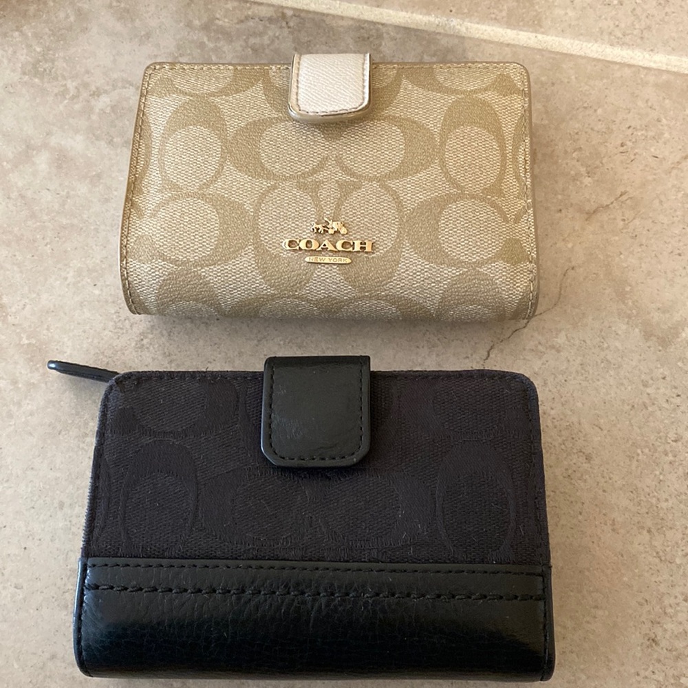 2 Coach Wallets one black- one cream